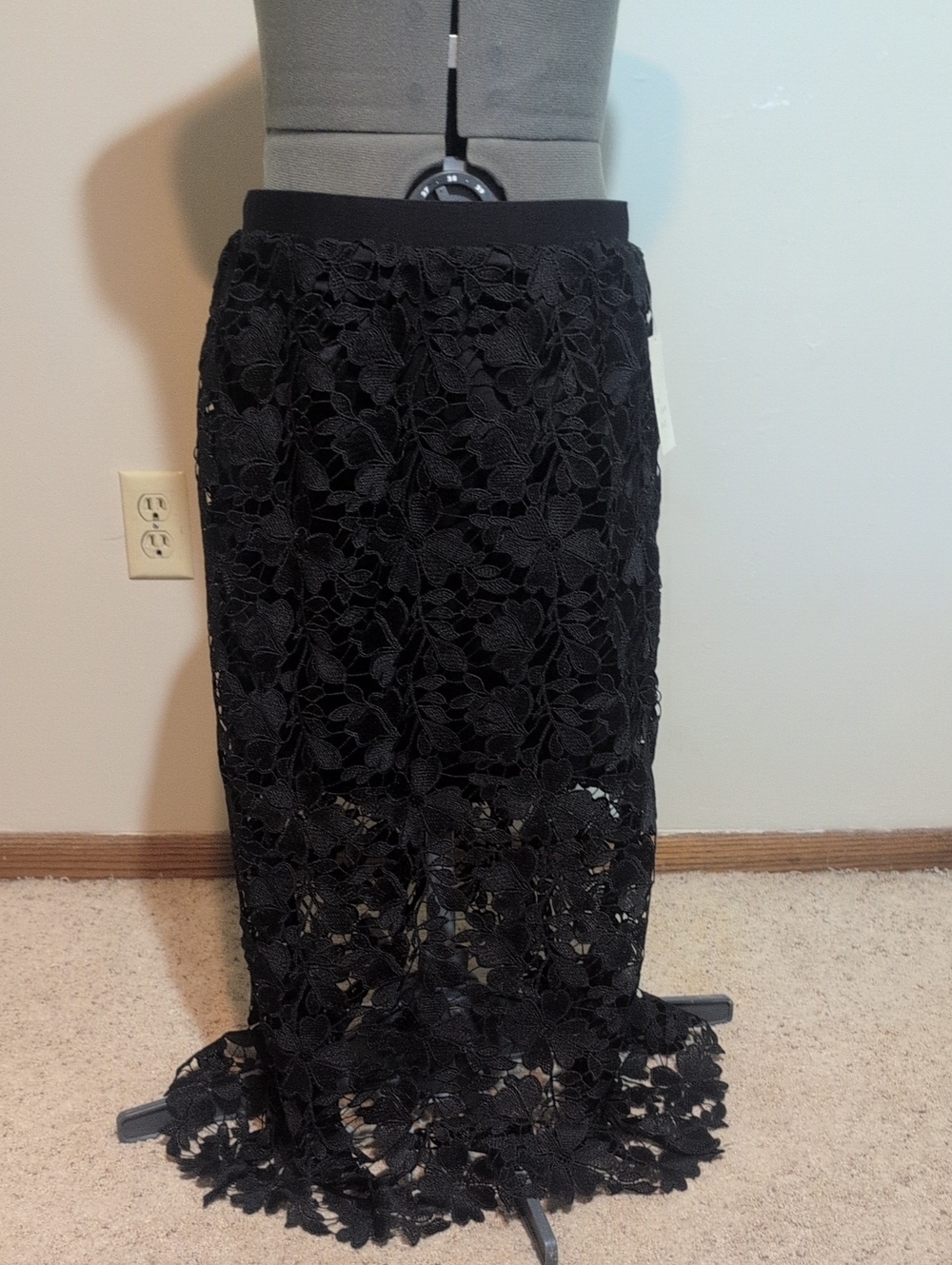 a new day Black Floral Lace Maxi Skirt
